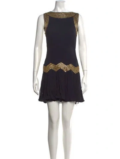 Pre-owned Rixo London Patterned Mini Dress In Black
