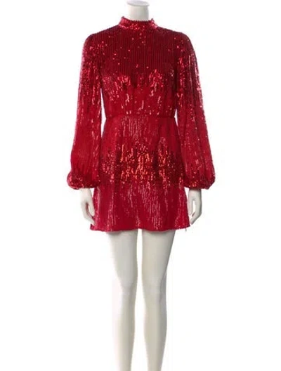 Pre-owned Rixo London Patterned Mini Dress In Red