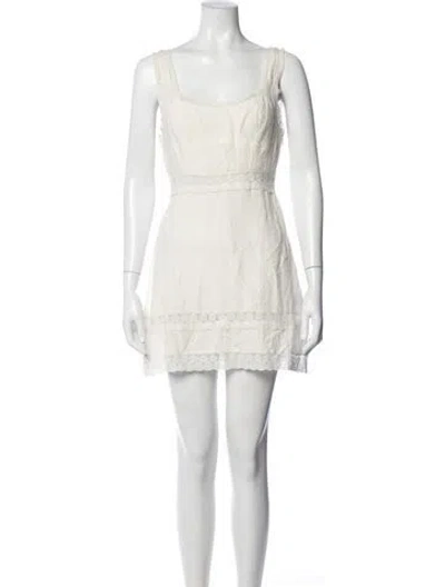 Pre-owned Rixo London Patterned Mini Dress In White