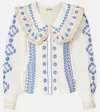 Rixo London Percy Embroidered Cotton Blouse In Neutral