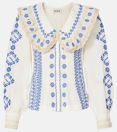 Rixo London Percy Embroidered Cotton Blouse In White
