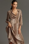 Rixo London Rixo Izzy Leopard-print Woven Midi Shirt Dress In Black