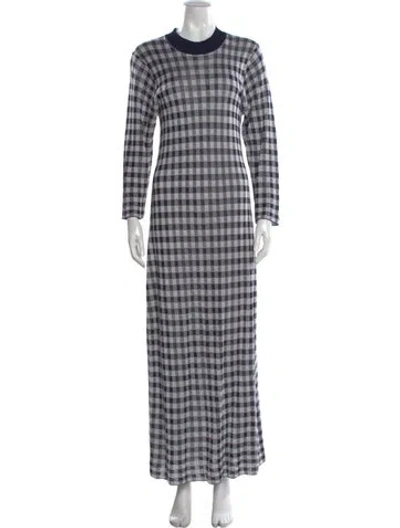 Pre-owned Rixo London Plaid Print Long Dress In Blue