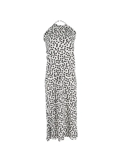Pre-owned Rixo London Polka Dot Halterneck Dress In White