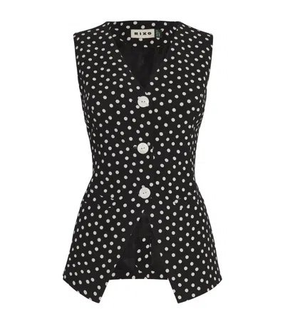 Rixo London Polka Dot Ingrida Waistcoat In Black