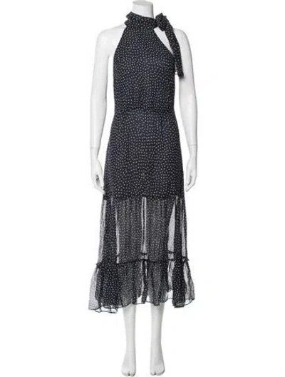 Pre-owned Rixo London Polka Dot Print Long Dress In Blue