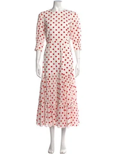 Pre-owned Rixo London Polka Dot Print Long Dress In Red