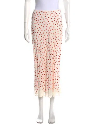 Pre-owned Rixo London Polka Dot Print Long Skirt In Neutral