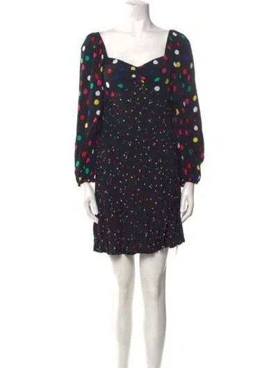 Pre-owned Rixo London Polka Dot Print Mini Dress In Black