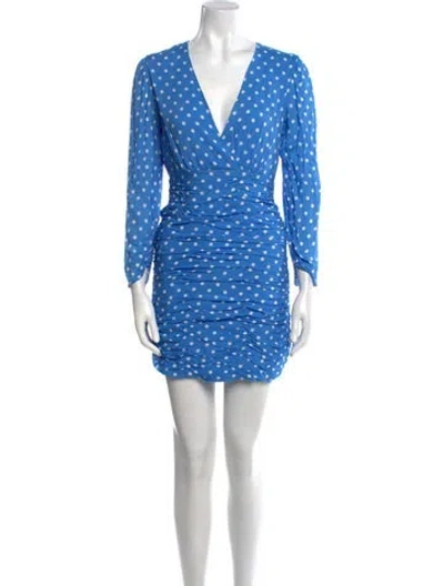 Pre-owned Rixo London Polka Dot Print Mini Dress In Blue