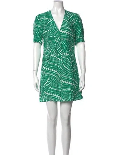 Pre-owned Rixo London Polka Dot Print Mini Dress In Green