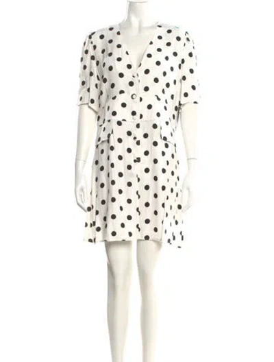Pre-owned Rixo London Polka Dot Print Mini Dress In White