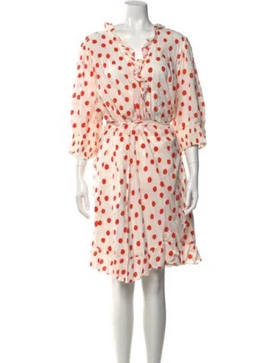 Pre-owned Rixo London Polka Dot Print Mini Dress In White