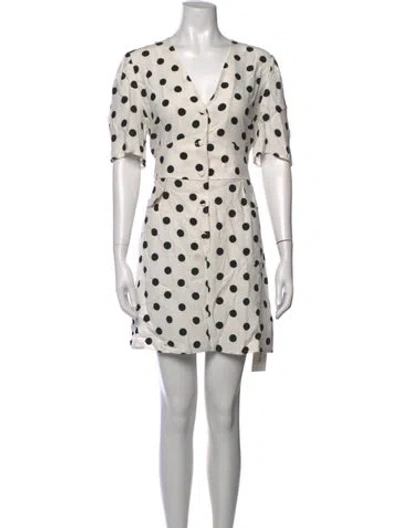 Pre-owned Rixo London Polka Dot Print Mini Dress In White