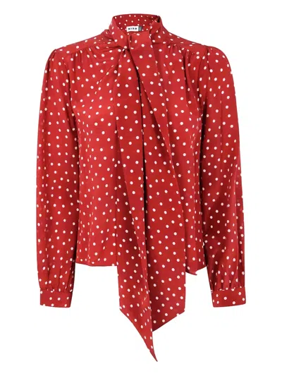 Rixo London Polka-dot Shirt In Red