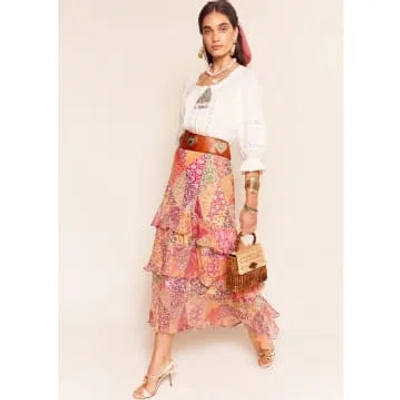 Rixo London Preslee Tiered Midi Skirt In Multi