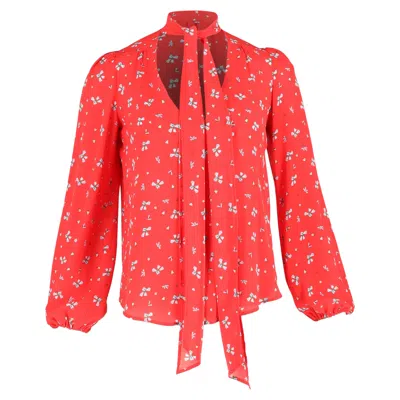 Rixo London Printed Blouse In Red Silk