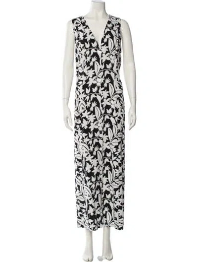 Pre-owned Rixo London Printed Long Dress In Black