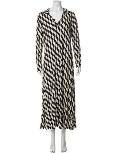 Pre-owned Rixo London Printed Long Dress In Neutrals