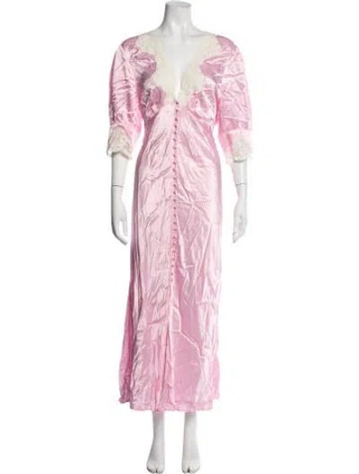 Pre-owned Rixo London Printed Long Dress In Pink