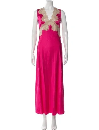 Pre-owned Rixo London Printed Long Dress In Pink