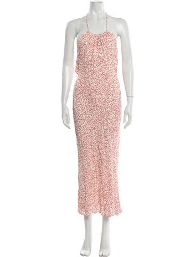 Pre-owned Rixo London Printed Long Dress In Red