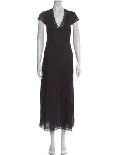 Pre-owned Rixo London Printed Long Dress W/ Tags In Gray