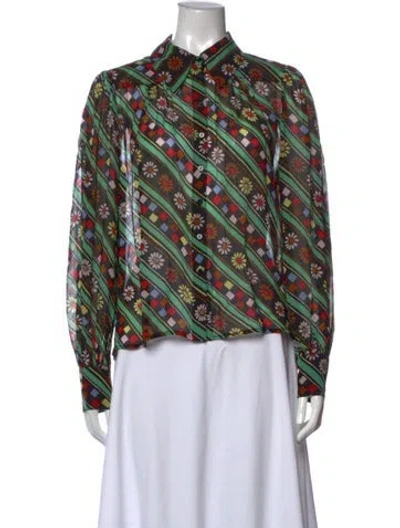 Pre-owned Rixo London Printed Long Sleeve Blouse In Multicolor