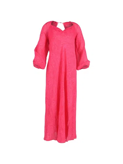 Pre-owned Rixo London Printed Midi Dress In Pink