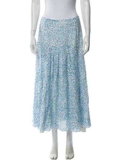 Pre-owned Rixo London Printed Midi Length Skirt In Blue