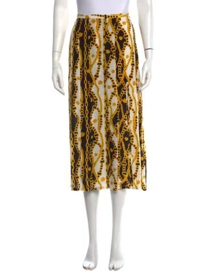Pre-owned Rixo London Printed Midi Length Skirt In Yellow