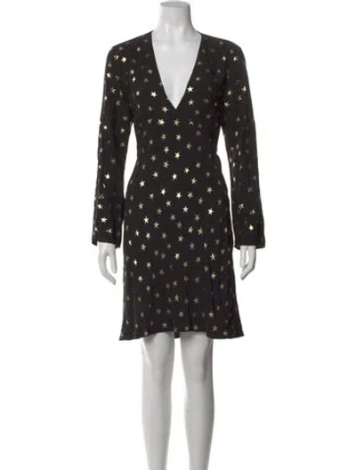Pre-owned Rixo London Printed Mini Dress In Black