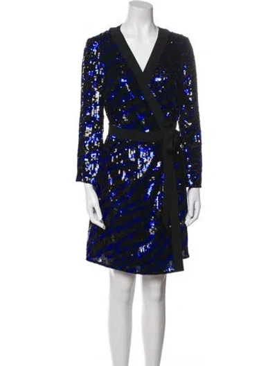 Pre-owned Rixo London Printed Mini Dress In Blue