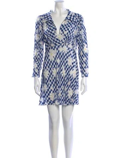 Pre-owned Rixo London Printed Mini Dress In Blue
