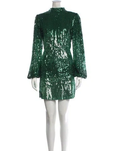Pre-owned Rixo London Printed Mini Dress In Green