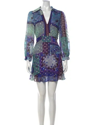 Pre-owned Rixo London Printed Mini Dress In Metallic/purple