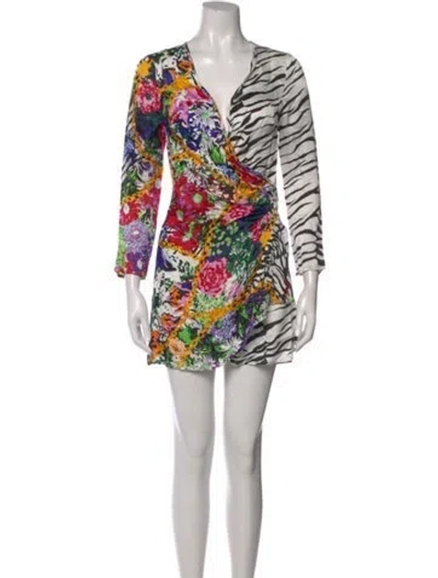 Pre-owned Rixo London Printed Mini Dress In Multi
