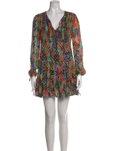 Pre-owned Rixo London Printed Mini Dress In Neutral