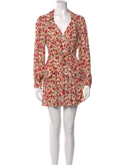 Pre-owned Rixo London Printed Mini Dress In Red