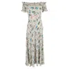 Rixo London Printed Off-shoulder Maxi Dress In Multicolor Viscose In Gray