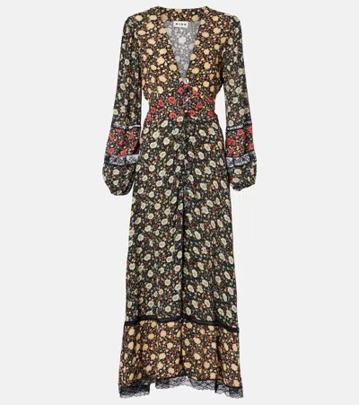 Rixo London Raven Printed Crêpe De Chine Midi Dress In Multi