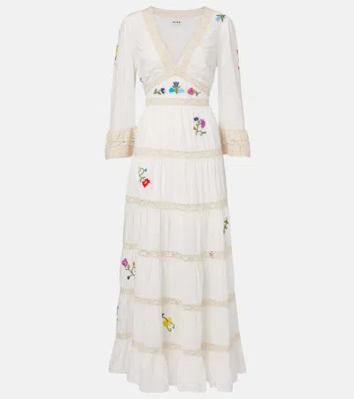 Rixo London Regine Embroidered Tiered Cotton Maxi Dress