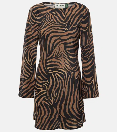 Rixo London Ridley Tiger-print Silk Crepe De Chine Mini Dress In Animal Print