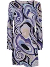 Rixo London Rixo Ridley Printed Long Sleeved Mini Dress In Blue