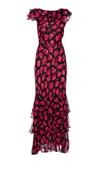 Rixo London Knee Length Vintage Rose Dress With Floral Print In Black