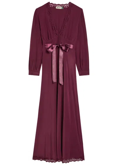 Rixo London Rixo Adaline Lace-trim Silk-chiffon Midi Dress In Burgundy