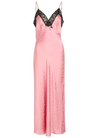 Rixo London Rixo Alberta Floral-jacquard Lace And Satin Midi Slip Dress In Pink