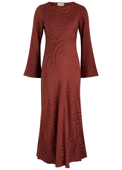 Rixo London Rixo Alondra Satin-jacquard Maxi Dress In Dark Red