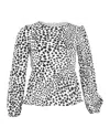 Rixo London Rixo Animal-print Long-sleeve Top In White And Black Polyester In White