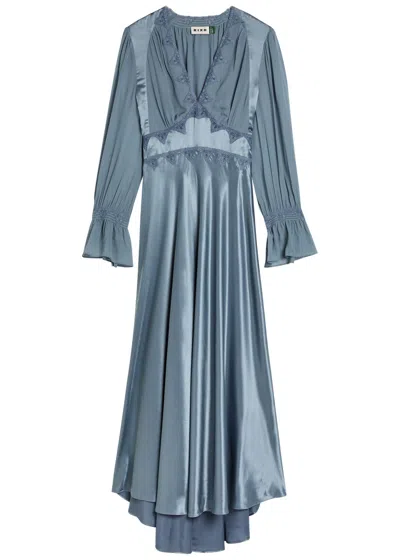Rixo London Rixo Arlena Silk-chiffon And Satin Midi Dress In Blue